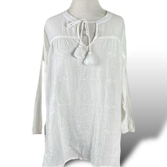 Roberta Roller Rabbit Coastal Embroidered White Peasant Top Small Up to XL - Picture 1 of 12